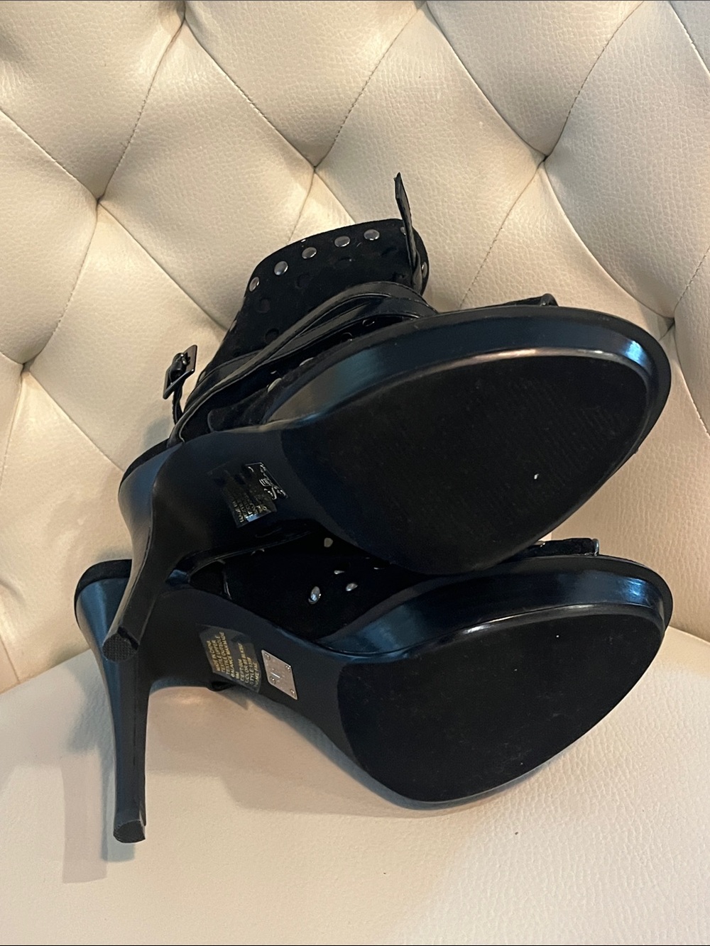Bakers Black Studded Peep-Toe Stiletto Booties - Picture 8 of 11